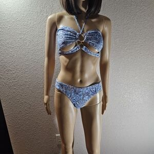 SHEIN Blue Paisley Ring Cutout Bikini
